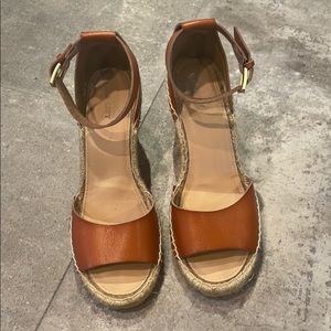 Cognac Espadrille Wedges